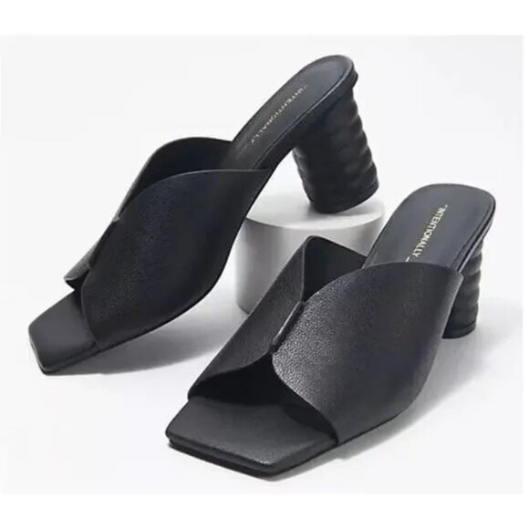 INTENTIONALLY BLANK Kamika Slip On Leather Heeled Mules Black Size 5 - Picture 1 of 6